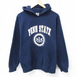 M★古着 長袖 スウェット パーカー メンズ 00年代 00s ペンシルベニア カレッジ 紺 ネイビー 25apr11 中古 スエット トレーナー トップス