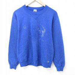 M★古着 ラッセル 長袖 スウェット メンズ 90年代 90s バレーボール クルーネック USA製 青 ブルー 【spe】 25apr11 中古 スエット トレーナー トップス