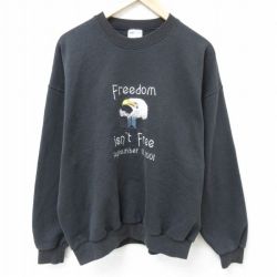 XL★古着 ジャージーズ 長袖 スウェット メンズ 00年代 00s ワールドトレードセンタービル 刺繍 クルーネック 黒 ブラック 25apr11 中古 スエット トレーナー トップス