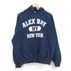 L★古着 長袖 スウェット パーカー メンズ 00年代 00s ニューヨーク 紺 ネイビー 25apr14 中古 スエット トレーナー トップス