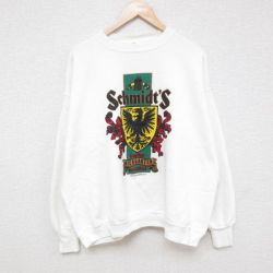 XL★古着 ヘルスニット 長袖 スウェット メンズ 90年代 90s 鳥 大きいサイズ クルーネック USA製 白 ホワイト 25apr14 中古 スエット トレーナー トップス
