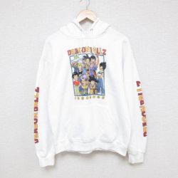 M★古着 長袖 スウェット パーカー メンズ 00年代 00s アニメ ドラゴンボールZ 孫悟空 白 ホワイト 25apr14 中古 スエット トレーナー トップス