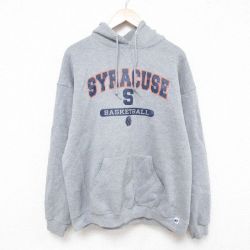 【50%OFF】XL★古着 ラッセル 長袖 スウェット パーカー メンズ 00年代 00s シラキュース バスケットボール グレー 霜降り 25apr14 中古 スエット トレーナー トップス
