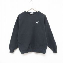 L★古着 リー Lee 長袖 スウェット メンズ 00年代 00s 馬 クルーネック 黒 ブラック 25apr14 中古 スエット トレーナー トップス