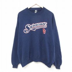 【50%OFF】XL★古着 スターター STARTER 長袖 スウェット メンズ 00年代 00s シラキュース 大きいサイズ クルーネック 紺 ネイビー 【spe】 25apr14 中古 スエット トレーナー トップス