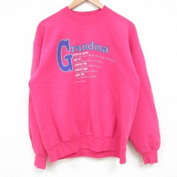 M★古着 ジャージーズ 長袖 スウェット メンズ 90年代 90s Grandma クルーネック USA製 濃ピンク 25apr15 中古 スエット トレーナー トップス