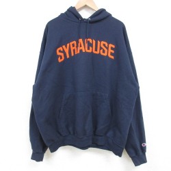 XL★古着 チャンピオン Champion 長袖 スウェット パーカー メンズ 00年代 00s シラキュース 大きいサイズ 紺 ネイビー 25apr15 中古 スエット トレーナー トップス