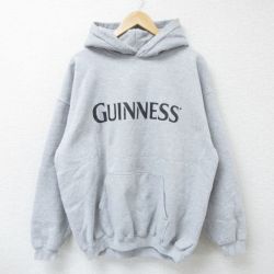 【50%OFF】XL★古着 長袖 スウェット パーカー メンズ 00年代 00s ギネスビール 大きいサイズ グレー 霜降り 25apr15 中古 スエット トレーナー トップス