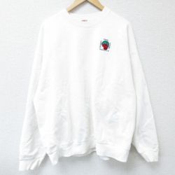 XL★古着 フルーツオブザルーム 長袖 スウェット メンズ 90年代 90s チェリー 大きいサイズ クルーネック USA製 白 ホワイト 25apr15 中古 スエット トレーナー トップス