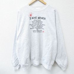 XL★古着 ヘインズ Hanes 長袖 スウェット メンズ 00年代 00s メッセージ 大きいサイズ クルーネック 薄グレー 霜降り 25apr15 中古 スエット トレーナー トップス