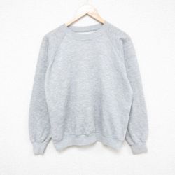 【20%OFF】M★古着 長袖 スウェット メンズ 80年代 80s 無地 ラグラン クルーネック グレー 霜降り 25apr15 中古 スエット トレーナー トップス