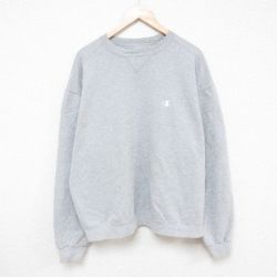 【50%OFF】XL★古着 チャンピオン Champion 長袖 スウェット メンズ 00年代 00s ワンポイントロゴ 大きいサイズ クルーネック グレー 霜降り 25apr15 中古 スエット トレーナー トップス