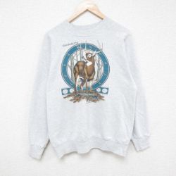 M★古着 オニータ ONEITA 長袖 スウェット メンズ 90年代 90s シカ ラグラン クルーネック USA製 グレー 霜降り 25apr15 中古 スエット トレーナー トップス