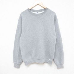 【20%OFF】M★古着 ラッセル 長袖 スウェット メンズ 00年代 00s 無地 クルーネック グレー 霜降り 25apr15 中古 スエット トレーナー トップス