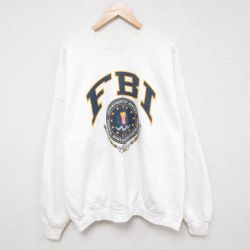 XL★古着 長袖 スウェット メンズ 00年代 00s FBI 大きいサイズ クルーネック 白 ホワイト 【spe】 25apr15 中古 スエット トレーナー トップス