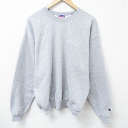 L★古着 チャンピオン Champion 長袖 スウェット メンズ 00年代 00s ワンポイントロゴ クルーネック グレー 霜降り 25apr16 中古 スエット トレーナー トップス