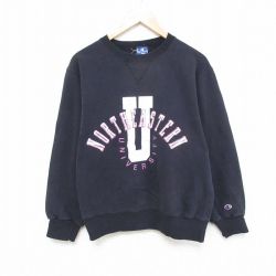 【20%OFF】M★古着 チャンピオン Champion 長袖 スウェット メンズ 90年代 90s ノースイースタン 大学 クルーネック USA製 黒 ブラック 25apr16 中古 スエット トレーナー トップス
