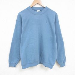 XL★古着 長袖 スウェット メンズ 90年代 90s USAオリンピック ワンポイントロゴ クルーネック USA製 薄紺 ネイビー 25apr16 中古 スエット トレーナー トップス