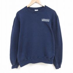 【50%OFF】XL★古着 長袖 スウェット メンズ 00年代 00s アカデミー クルーネック 紺 ネイビー 25apr16 中古 スエット トレーナー トップス
