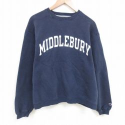 XL★古着 チャンピオン Champion 長袖 スウェット メンズ 00年代 00s ミドルバリー クルーネック 紺 ネイビー 25apr16 中古 スエット トレーナー トップス