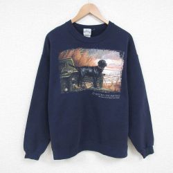 L★古着 長袖 スウェット メンズ 00年代 00s 犬 DUCKS UNLIMITED クルーネック 黒 ブラック 25apr17 中古 スエット トレーナー トップス