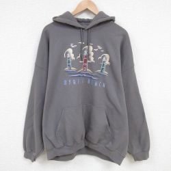 XL★古着 長袖 スウェット パーカー メンズ 00年代 00s 灯台 刺繍 大きいサイズ グレー系 25apr17 中古 スエット トレーナー トップス