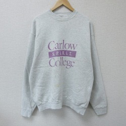 【50%OFF】XL★古着 長袖 スウェット メンズ 90年代 90s カーロー 大学 クルーネック USA製 薄グレー 霜降り 25apr17 中古 スエット トレーナー トップス