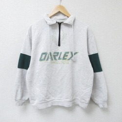 【50%OFF】オークリー 00s 長袖ハーフジップスウェット ビッグロゴ グレー L | 古着