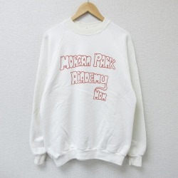 【50%OFF】L★古着 長袖 スウェット メンズ 80年代 80s モーガン パーク アカデミー クルーネック USA製 白 ホワイト 25apr17 中古 スエット トレーナー トップス