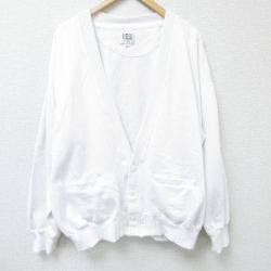 XL★古着 長袖 スウェット カーディガン メンズ 00年代 00s 無地 大きいサイズ Vネック 白 ホワイト 25apr18 中古 スエット トレーナー トップス