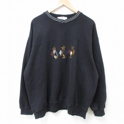 【50%OFF】XL★古着 長袖 スウェット メンズ 00年代 00s ゴルフ 刺繍 大きいサイズ クルーネック 黒 ブラック 25apr21 中古 スエット トレーナー トップス