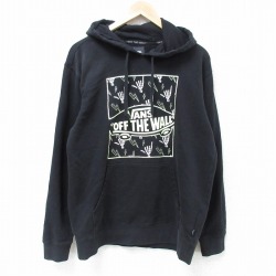 L★古着 バンズ VANS 長袖 スウェット パーカー メンズ ビッグロゴ 黒 ブラック 25apr21 中古 スエット トレーナー トップス
