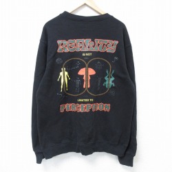 XL★古着 長袖 スウェット メンズ REALTY PERCEPTION クルーネック 黒 ブラック 25apr21 中古 スエット トレーナー トップス