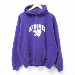 XL★古着 ラッセル 長袖 スウェット パーカー メンズ 00年代 00s ANDOVER 大きいサイズ 紫 パープル 25apr21 中古 スエット トレーナー トップス