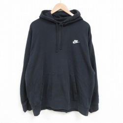 XL★古着 ナイキ 長袖 スウェット パーカー メンズ ワンポイントロゴ 大きいサイズ 黒 ブラック 25apr21 中古 スエット トレーナー トップス