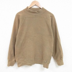 【50%OFF】S★古着 チャンピオン 長袖 スウェット メンズ 90年代 90s 無地 モックネック ハイネック USA製 濃ベージュ カーキ 25apr21 中古 スエット トレーナー トップス