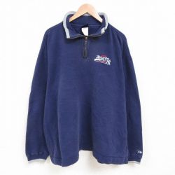 XL★古着 長袖 ハーフジップ スウェット メンズ 90年代 90s MLB ニューヨークヤンキース 大きいサイズ 紺 ネイビー メジャーリーグ ベースボール 野球 25apr28 中古 スエット トレーナー トップス