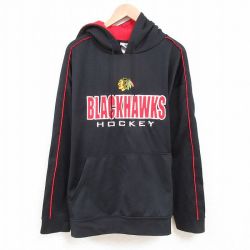 【50%OFF】XL★古着 長袖 スウェット パーカー メンズ 00年代 00s NHL シカゴブラックホークス 大きいサイズ 黒 ブラック アイスホッケー 25apr28 中古 スエット トレーナー トップス