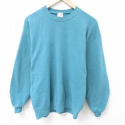 M★古着 ジャージーズ 長袖 スウェット メンズ 90年代 90s 無地 クルーネック USA製 青緑 【spe】 25may01 中古 スエット トレーナー トップス