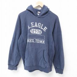 【50%OFF】L★古着 アメリカンイーグル American Eagle 長袖 スウェット パーカー メンズ ビッグロゴ ラグラン 紺 ネイビー 25may01 中古 スエット トレーナー トップス