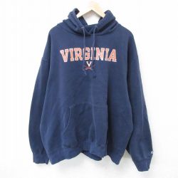 XL★古着 長袖 スウェット パーカー メンズ バージニア 大きいサイズ 紺 ネイビー 25may01 中古 スエット トレーナー トップス