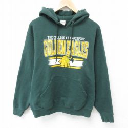 【50%OFF】M★古着 ラッセル 長袖 スウェット パーカー メンズ 00年代 00s ゴールデンイーグルス カレッジ 濃緑 グリーン 25may01 中古 スエット トレーナー トップス