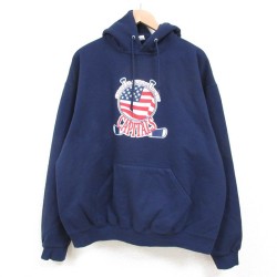 【50%OFF】XL★古着 ジャージーズ 長袖 スウェット パーカー メンズ 00年代 00s CAPITALS ホッケー 紺 ネイビー 25may02 中古 スエット トレーナー トップス