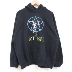 【20%OFF】XL★古着 長袖 ロック バンド スウェット パーカー メンズ ラッシュ RUSH 黒 ブラック 25may02 中古 スエット トレーナー トップス