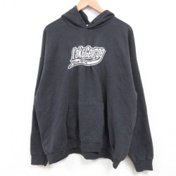 XL★古着 長袖 スウェット パーカー メンズ 00年代 00s レイクジョージ 大きいサイズ 黒 ブラック 25may02 中古 スエット トレーナー トップス