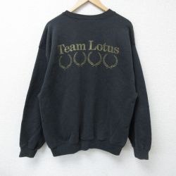 XL★古着 ヘインズ Hanes 長袖 スウェット メンズ 90年代 90s チームロータス クルーネック USA製 黒 ブラック 25may07 中古 スエット トレーナー トップス