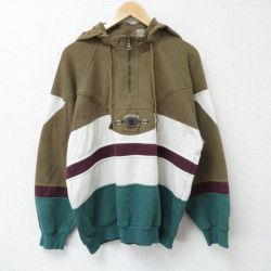 【50%OFF】XL★古着 EXPRESS 長袖 ハーフジップ スウェット パーカー メンズ 90年代 90s WORLDWIDE 茶他 ブラウン 25may07 中古 スエット トレーナー トップス