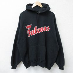 XL★古着 ジャージーズ 長袖 スウェット パーカー メンズ NFL アトランタファルコンズ 大きいサイズ 黒 ブラック アメフト スーパーボウル 25may07 中古 スエット トレーナー トップス