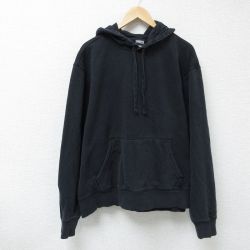 XL★古着 チャンピオン champion 長袖 スウェット パーカー メンズ 無地 大きいサイズ 黒 ブラック 25may08 中古 スエット トレーナー トップス