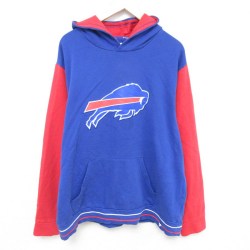 XL★古着 長袖 スウェット パーカー メンズ NFL バッファロービルズ ツートンカラー 大きいサイズ 青 ブルー アメフト スーパーボウル 25may12 中古 スエット トレーナー トップス